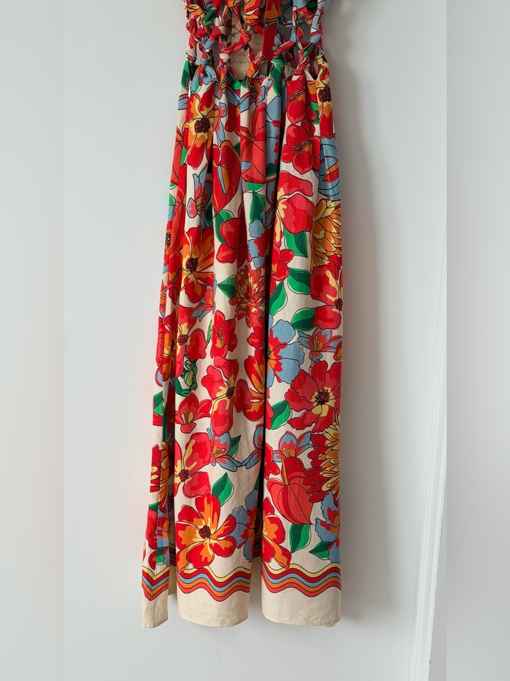 FARM RIO ANTHROPOLIGIE Floral Red Multicolor Summer Maxi Dress - Picture 8 of 14